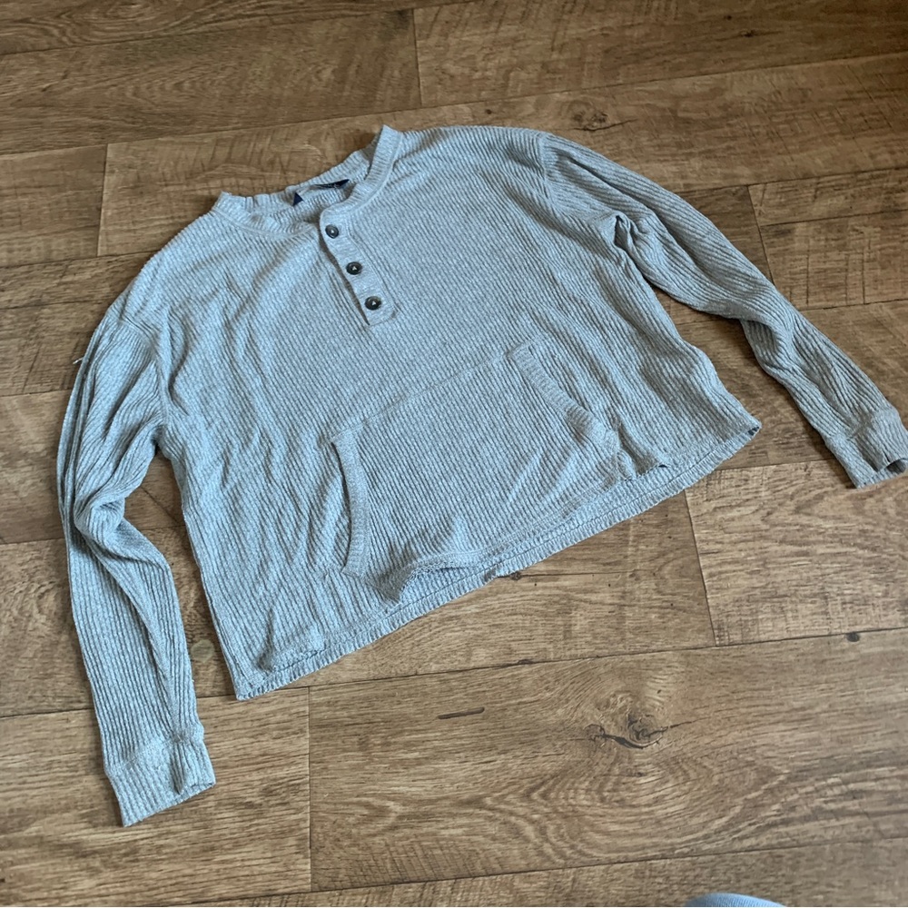Abercrombie and Fitch cropped thermal sweater, shirt with buttons and pocket